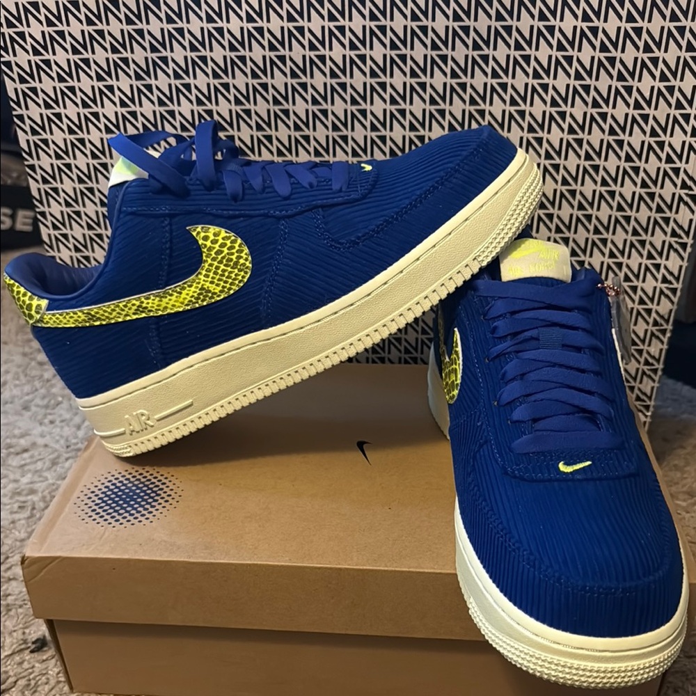 Nike Royal Blue and Neon Yellow Sneakers
